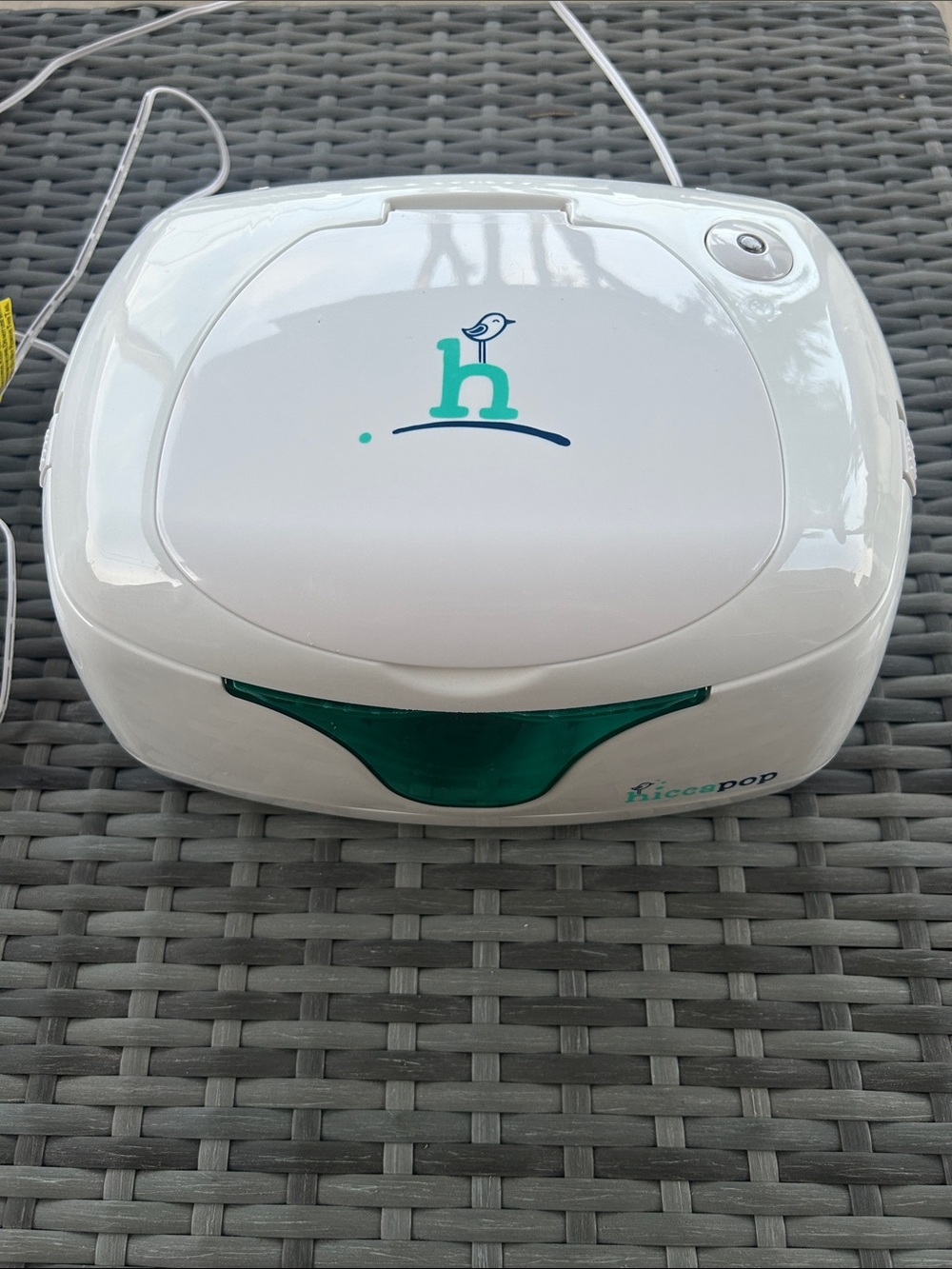 hiccapop White Baby Wipe Warmer with Teal Accent